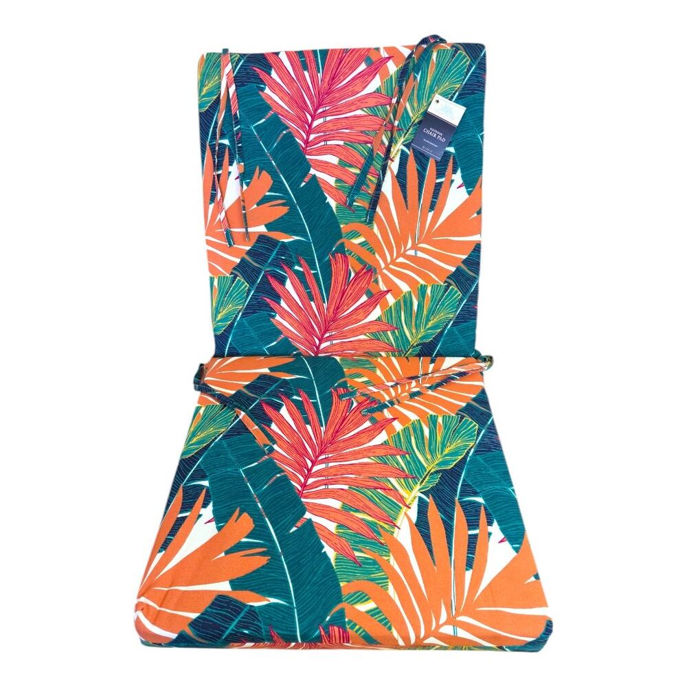 NEW Turquoise Sun Bohemian Leaf Print Patio Chair Cushion (Size: 20" x 23" x 2")